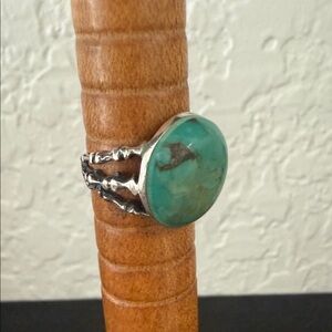 Vintage Native Sterling Silver Turquoise Ring Size 5.5